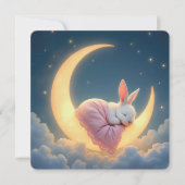 Baby Bunny on Crescent Moon Einladung (Vorderseite)
