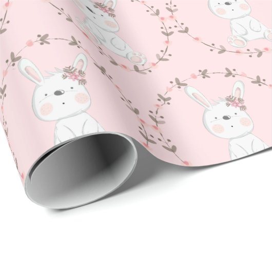 Baby Bunny Pattern Baby Dusche Geschenkpapier (Rolleneckpunkt)