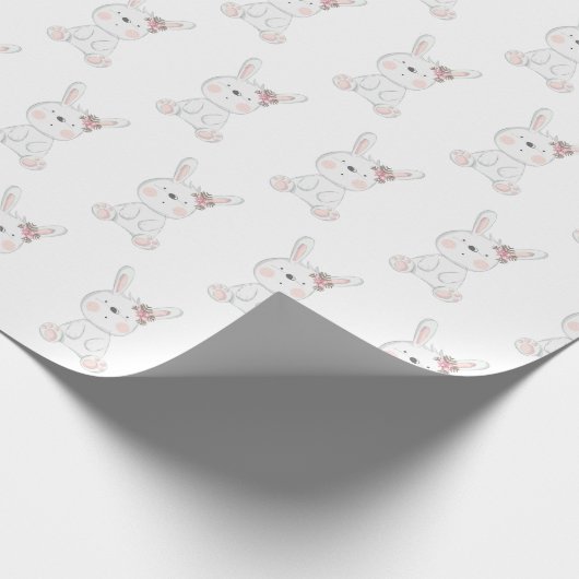 Baby Bunny Pattern Baby Dusche Geschenkpapier (Ecke)