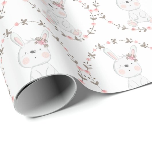 Baby Bunny Pattern Baby Dusche Geschenkpapier (Rolleneckpunkt)