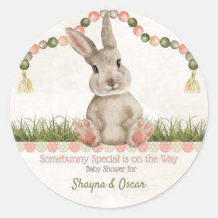 Baby Bunny Peach Elfenbein Salbei Runder Aufkleber