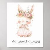 Baby Bunny Pink Dress Blume Baby Girl Kinderzimmer Poster (Vorne)