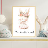 Baby Bunny Pink Dress Blume Baby Girl Kinderzimmer Poster