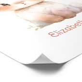 Baby Bunny Pink Floral Monogram Kinderzimmer Art Poster (Ecke)