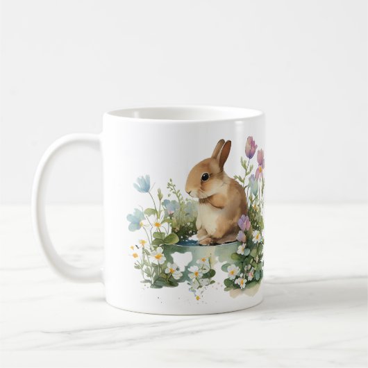 Baby Bunny Rabbit in Blume Pot Kaffeetasse (Links)