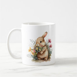 Baby Bunny Rabbit mit Lila gelben Blumen Kaffeetasse