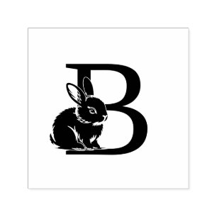 Baby Bunny Rabbit Over Single Bold Init Monogram Permastempel