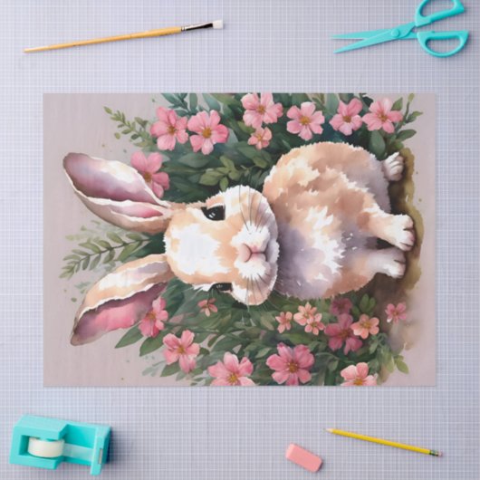 Baby Bunny Rabbit Pink Blume Seidenpapier (Basteln)