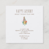 *~* Baby Bunny Rabbit Taycare Teacher Nanny Tutor Quadratische Visitenkarte (Rückseite)