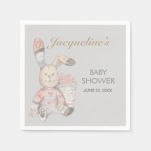 Baby Bunny Rabbit Wasserfarbe Gender Neutral Serviette (Vorderseite)