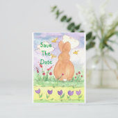 Baby Bunny Save the Date Kaninchen Wasserfarbe Ankündigungspostkarte (Stehend Vorderseite)