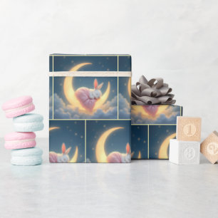 Baby Bunny schläft auf Crescent Moon Geschenkpapier