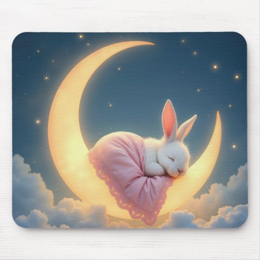 Baby Bunny schläft auf dem Mond Mousepad (Vorne)