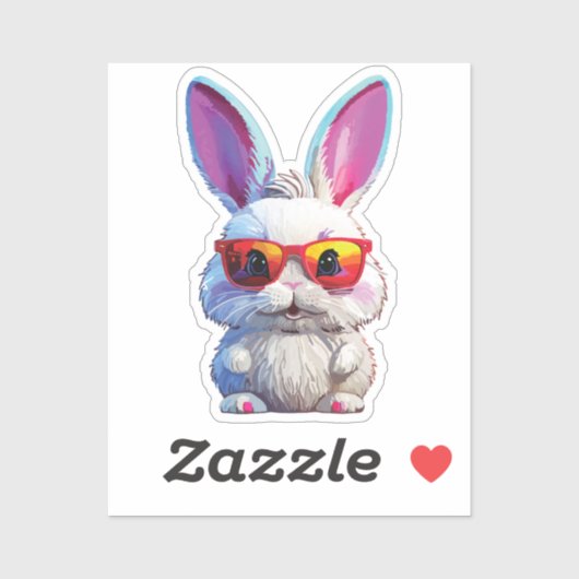 Baby Bunny Sticker with Sunglasses (Blatt)