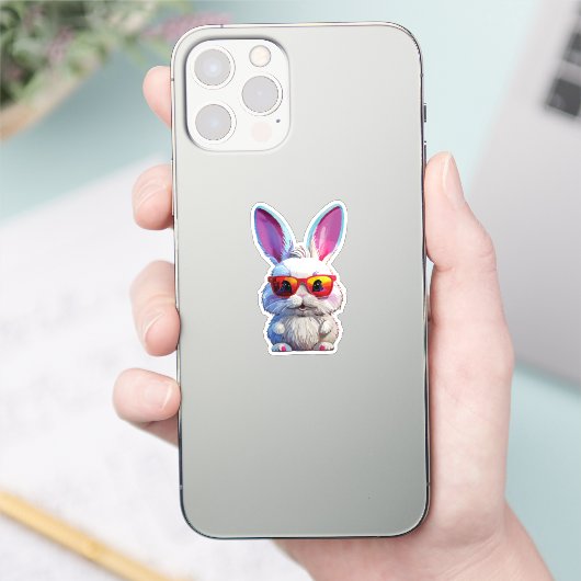 Baby Bunny Sticker with Sunglasses (Telefon)