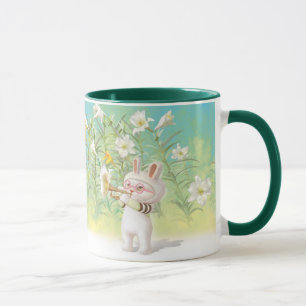 Baby-Bunny-Trompeter mit Vogel im Lilien-Garten Tasse