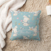 Baby Bunny und Blume Personalisiertes Kinderzimmer Kissen (Decke)