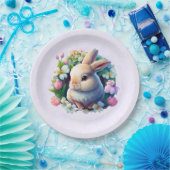 Baby Bunny unter den farbenfrohen Frühlingsblumen Pappteller (Party)