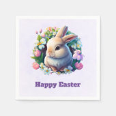 Baby Bunny unter den farbenfrohen Frühlingsblumen Serviette (Vorderseite)