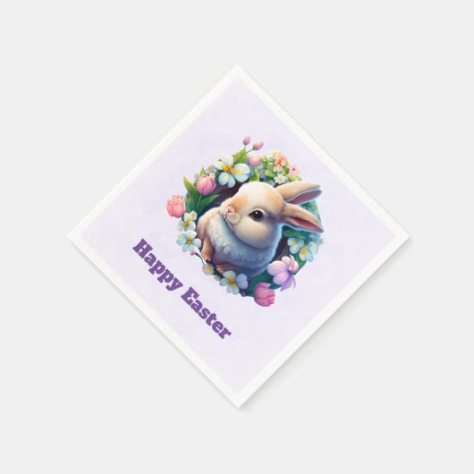 Baby Bunny unter den farbenfrohen Frühlingsblumen  Serviette (Ecke)