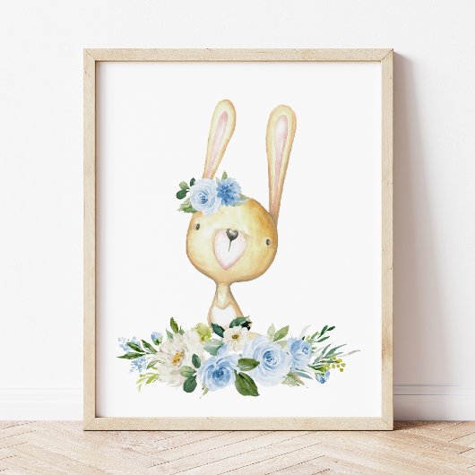 Baby Bunny, Waldtiere, Boho, Blume Fotodruck