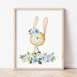 Baby Bunny, Waldtiere, Boho, Blume Poster