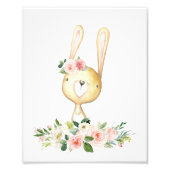 Baby Bunny, Waldtiere, Boho, rosa Blume Fotodruck (Vorne)