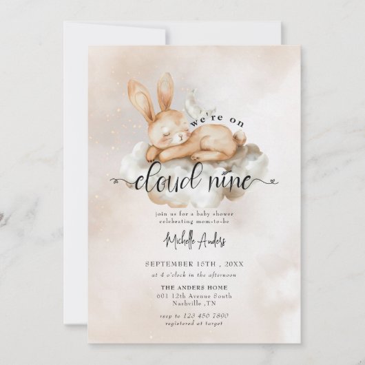 Baby Bunny | Watercolor Baby Shower Einladungen (Vorderseite)