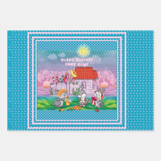 Baby Bunny Wrapping Paper Flat Sheet Set 3 Geschenkpapier Set (Vorderseite)