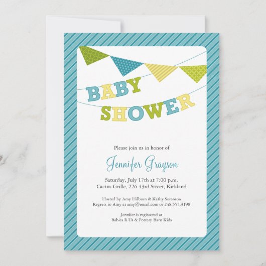 Baby Bunting Baby Shower Einladung in Aqua (Vorderseite)
