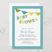 Baby Bunting Baby Shower Einladung in Aqua (Vorne/Hinten)
