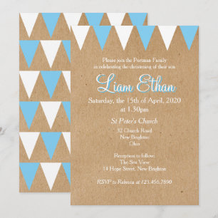 Baby Bunting Blau Taufe Einladung