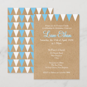 Baby Bunting Blaue Taufeinvitation Einladung