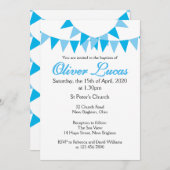 Baby Bunting Blue Baptisse Christening Einladung (Vorne/Hinten)