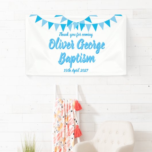 Baby Bunting Blue Taufe Christening Gefallen Banner (Insitu)