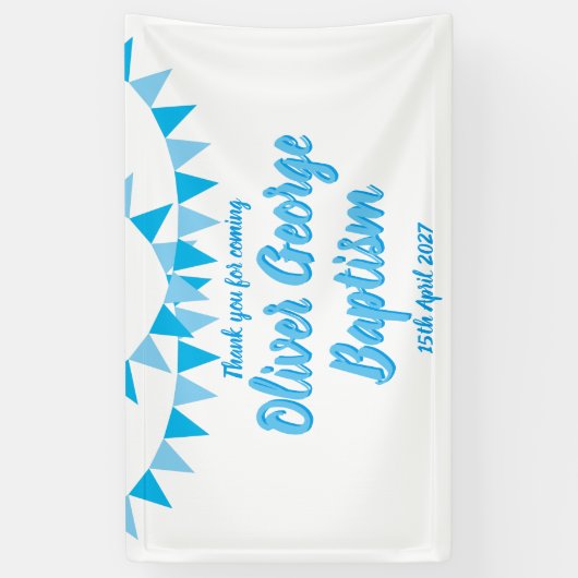 Baby Bunting Blue Taufe Christening Gefallen Banner (Vertikal)
