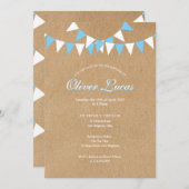 Baby Bunting Blue Taufe Christening Rustic Einladung (Vorne/Hinten)