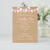 Baby Bunting Pink Taufe Christening Einladung (Stehend Vorderseite)