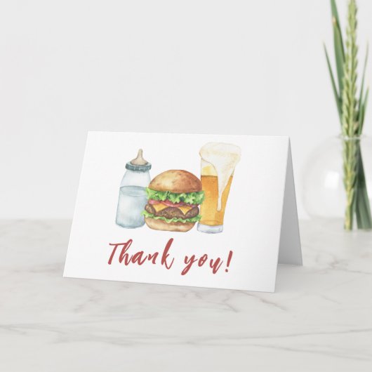 Baby, Burgers und Beers Baby Dusche Danke (Vorderseite)