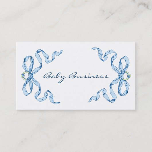 Baby Business Blue Bows Business Cards Visitenkarte (Vorderseite)
