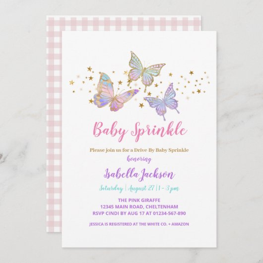 Baby Butterfly Invite Einladung (Vorne/Hinten)