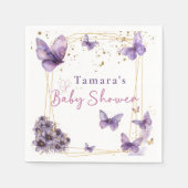 Baby Butterfly Lila Gold Baby Dusche Party Serviette (Vorderseite)