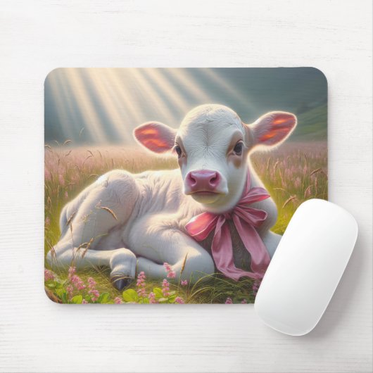 Baby Calf in Sunlit Mousepad (Mit Mouse)