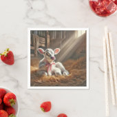 Baby Calf in Sunlit Stall Serviette (Beispiel)