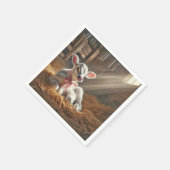 Baby Calf in Sunlit Stall Serviette (Ecke)