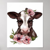 Baby Calf Rose Animal Poster | Wall Print (Vorne)