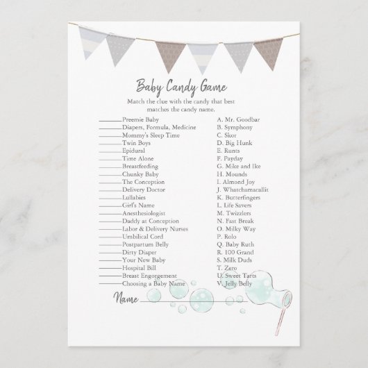 Baby Candy Game Modern Baby Elephant Card Programm (Vorderseite)