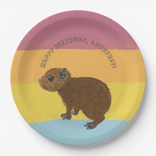 Baby Capybara Niedliche Illustration farbenfroh ge Pappteller (Vorderseite)