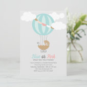 Baby Carriage Balloon Gender Reveal Party Einladung (Stehend Vorderseite)