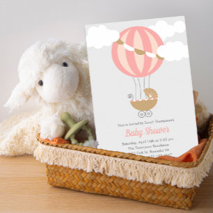 Baby Carriage Balloon Girl Babydusche Einladung